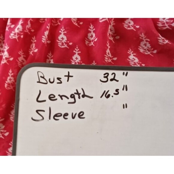 Express Blouse Tank Top Jr. Med. Sheer Lightweight Floral Feminine Handkerchief - Picture 8 of 8